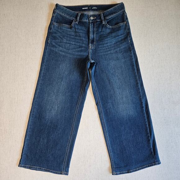 Old Navy Women’s Wide Leg Jeans Size 10 Blue High Rise Cropped WOW Style Y2K - Picture 1 of 10